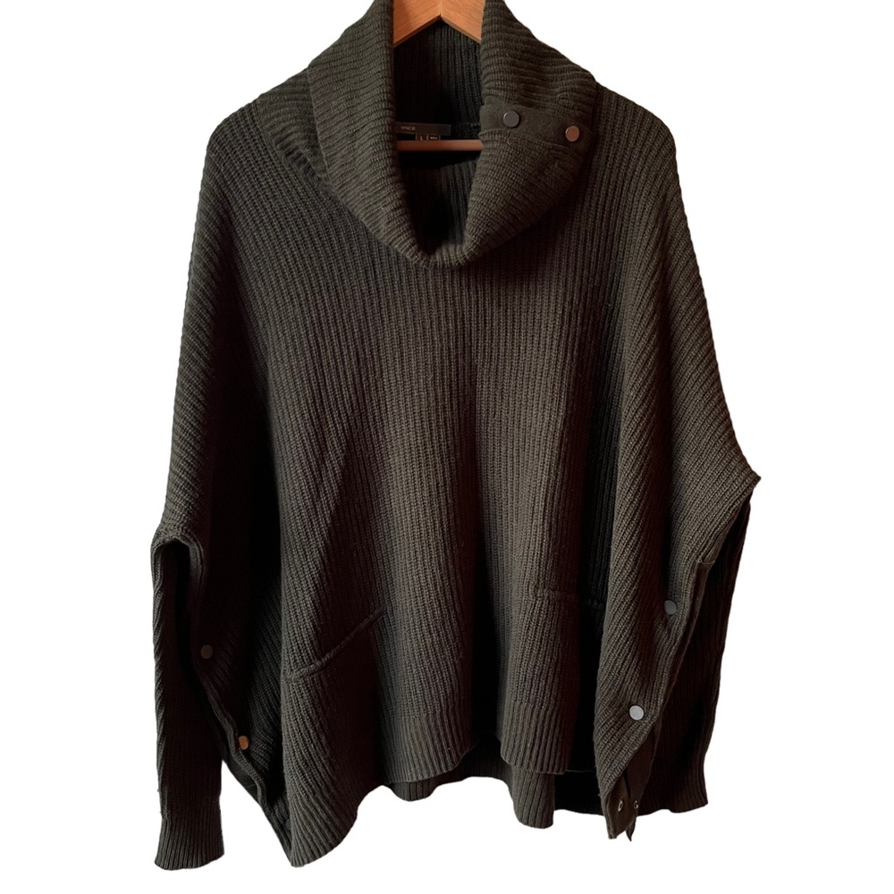 Vince Olive Green Ribbed Cowl Neck Sweater